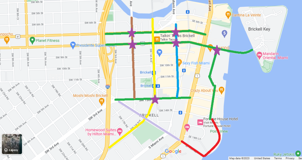 Brickell Bike Network Map